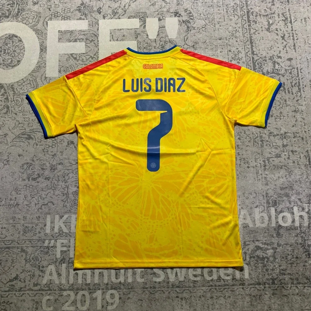 Adidas Colombia Luis Diaz 7 Soccer Jersey Mens Small Yellow New Home Kit